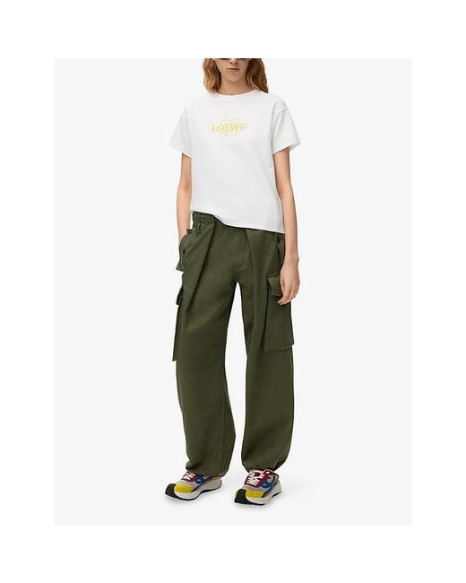 Loewe White Embroidered-Logo Cotton T-Shirt