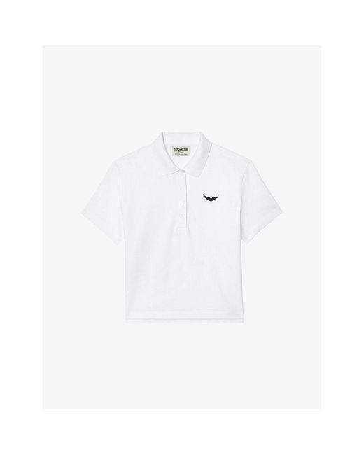 Zadig & Voltaire White Mirta Logo-Embroidered Cotton Polo Shirt