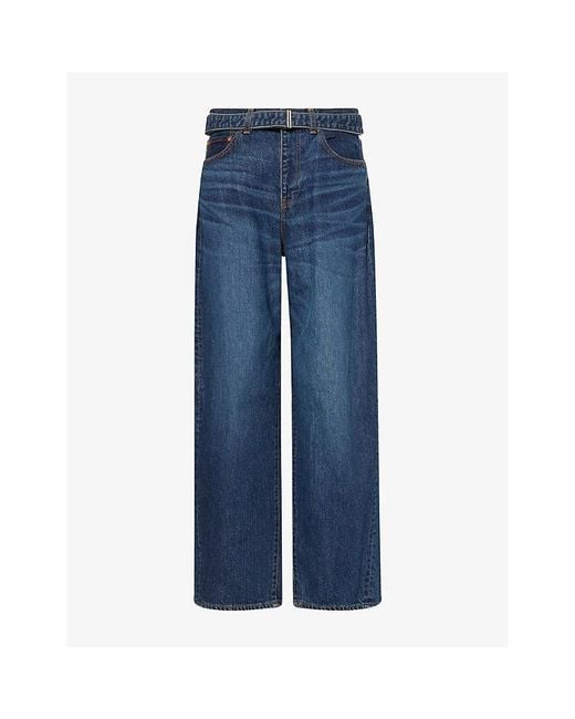 Sacai Blue Barrel-Leg High-Rise Denim Jeans