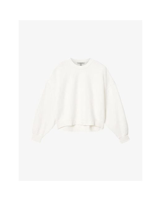 AllSaints White Lila Crochet-Heart Cotton-Blend Sweatshirt