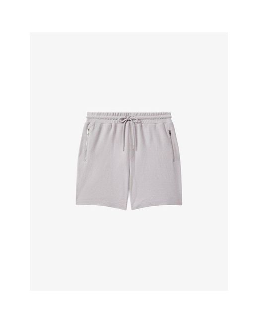 Reiss Gray Hester Textured-weave Cotton Shorts X for men