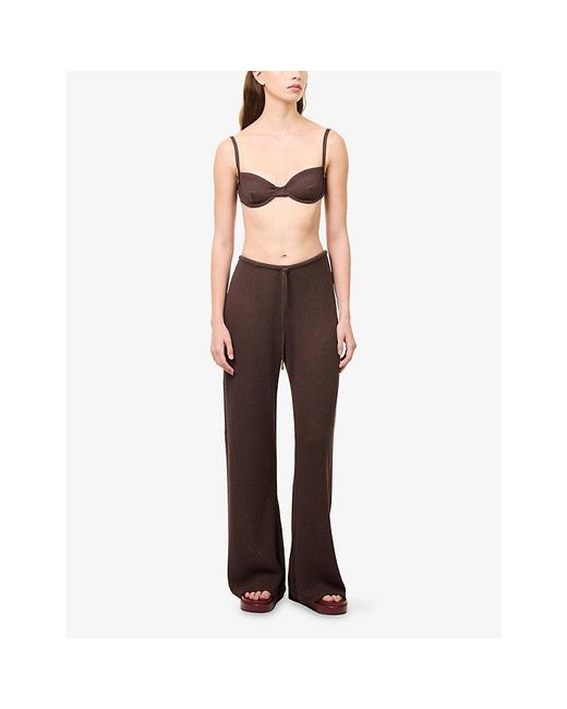 Cheap Monday Brown Belize Open-Knit Cotton-Blend Trousers