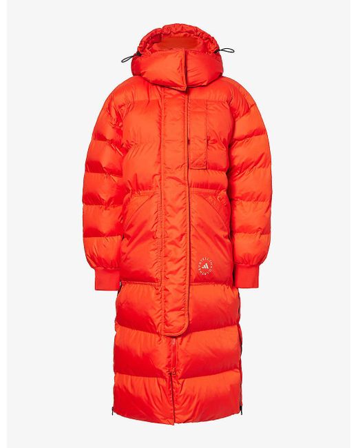 Adidas By Stella McCartney Red Truenature Padded Regular-fit Recycled-polyester Hooded Jacket