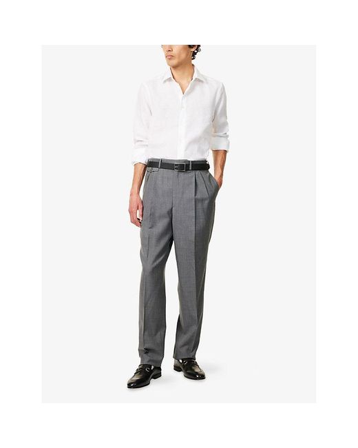 Paul Smith White Tailored-Fit Long-Sleeves Linen Shirt for men