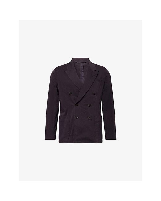 Paul Smith Blue Double-Breasted Cotton-Blend Blazer for men