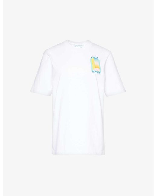 Casablancabrand White Graphic-print Short-sleeve Organic Cotton-jersey T-shirt