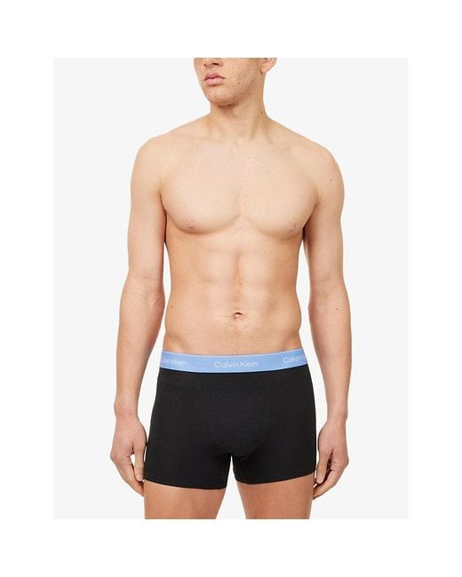 Calvin Klein Black Icon Pack Of Five Stretch-Cotton Trunks for men
