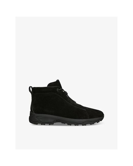 Zegna Black Triple Stitch Vetta Suede High-Top Trainers for men
