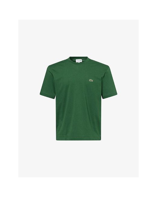 Lacoste Green Embroidered-Emblem Crew-Neck Cotton T-Shirt for men