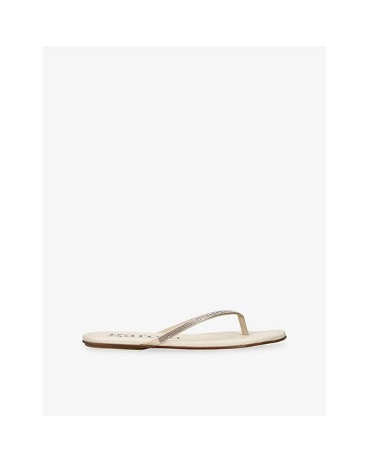 Pedro Garcia White Panabel Satin Flat Sandals