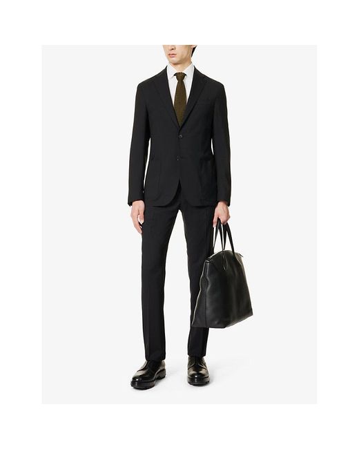 Corneliani Black Welt-pocket Notched-lapel Regular-fit Wool Suit for men