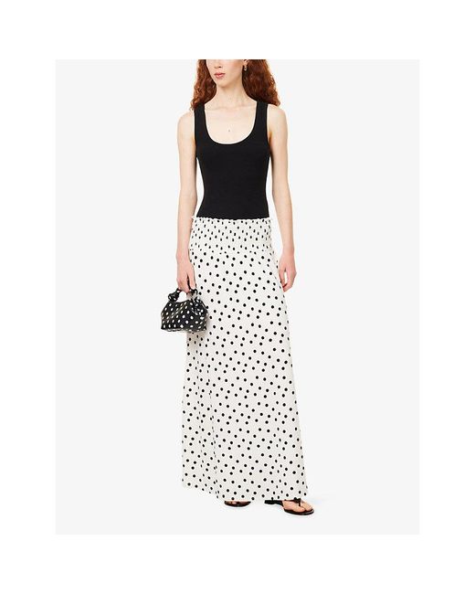 Samsøe & Samsøe White Saumi Polkadot Woven Midi Skirt