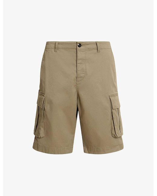 AllSaints Natural Slane Patch-pocket Stretch Organic-cotton Cargo Shorts for men