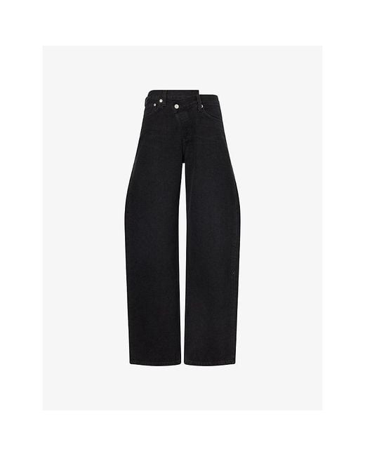 Agolde Black Arc Criss Cross Wide-Leg Denim Jeans