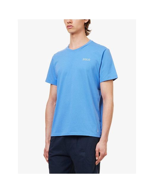 Polo Ralph Lauren Blue Logo-text Print Regular-fit Cotton-jersey T-shirt for men