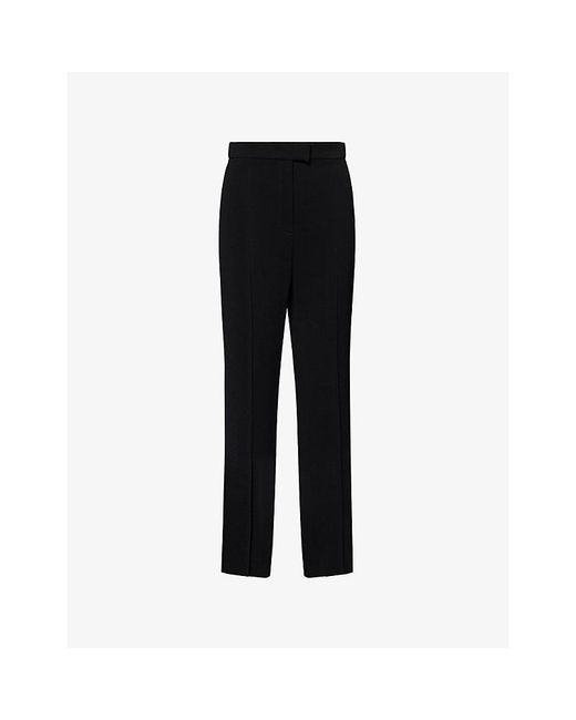 Valentino Black Press-Pleat Straight-Cut Woven Trousers