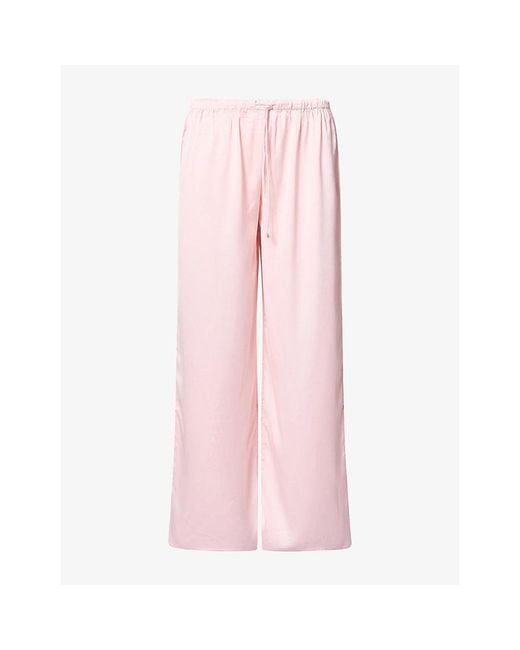HYPHEN Pink Kenny Wide-Leg Satin Trousers