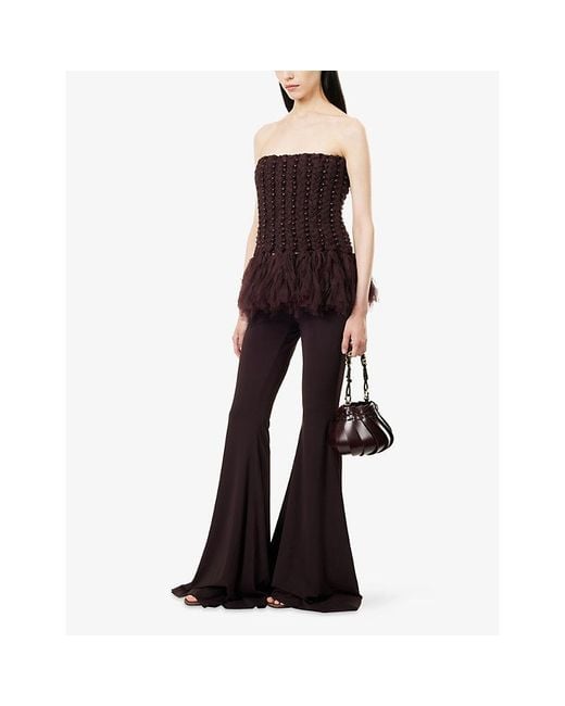 Rebirth Purple Kick Flared Stretch-Woven Trousers