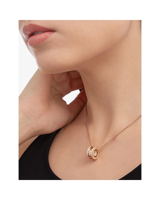 BVLGARI Metallic B.Zero1 18Ct Rose- And 0.38Ct Diamond Pendant Necklace
