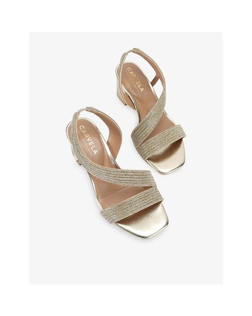 Carvela Kurt Geiger Natural Gala Wide-Fit Heeled Woven Sandals