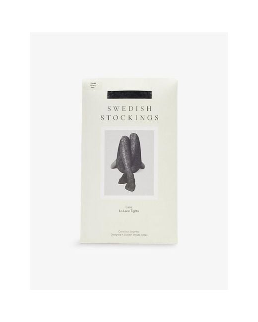 Swedish Stockings White Lo Lace 40 Denier Stretch-Knit Tights