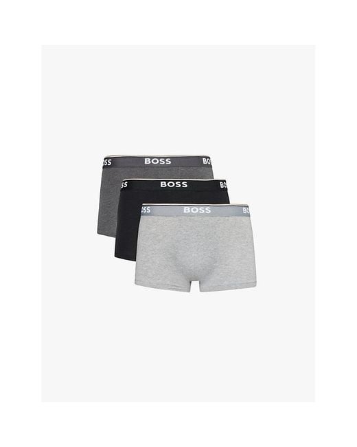 Boss Black Branded Waistband Stretch-Cotton Boxer Trunks for men