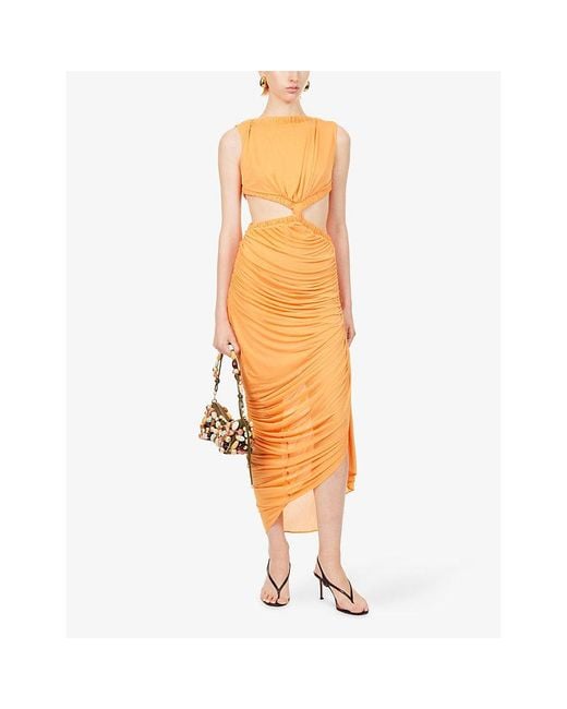 Christopher Esber Metallic Theia Separation Ruched Rayon-Blend Maxi Dress