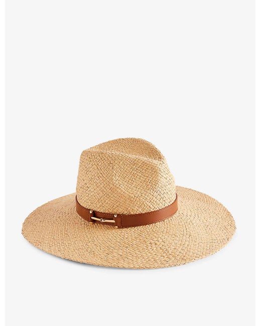 Ted Baker Natural Hariets Leather-trim Straw Hat