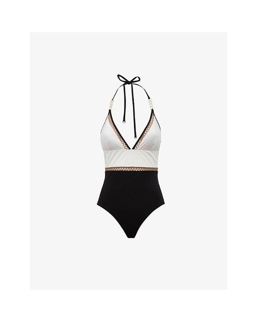 Reiss Ray Halterneck Swimsuit in Black Lyst