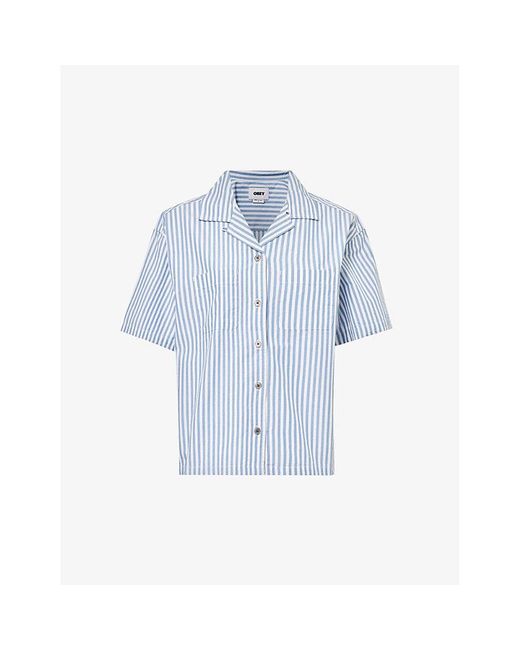 Obey Blue Dominique Stripe-print Cotton Shirt