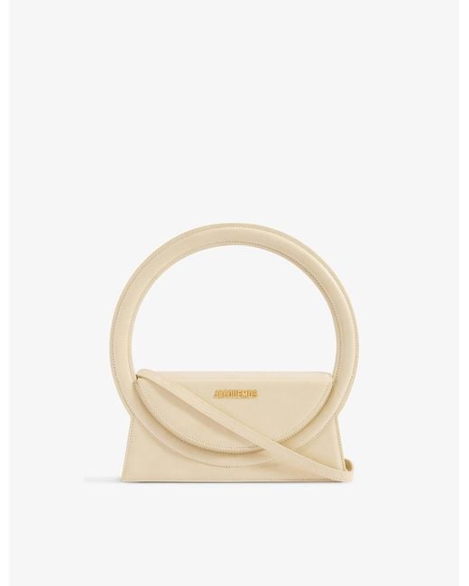 Jacquemus Le Sac Rond Leather Shoulder Bag in Ivory (Metallic) | Lyst ...