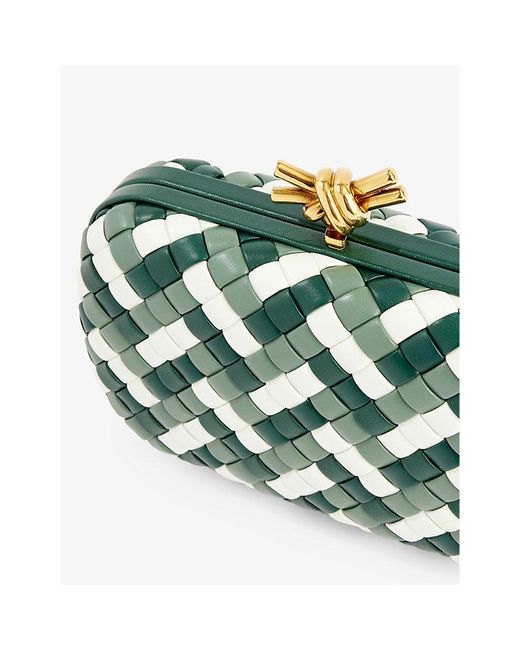 Bottega Veneta Green Knot Intrecciato-weave Leather Clutch Bag