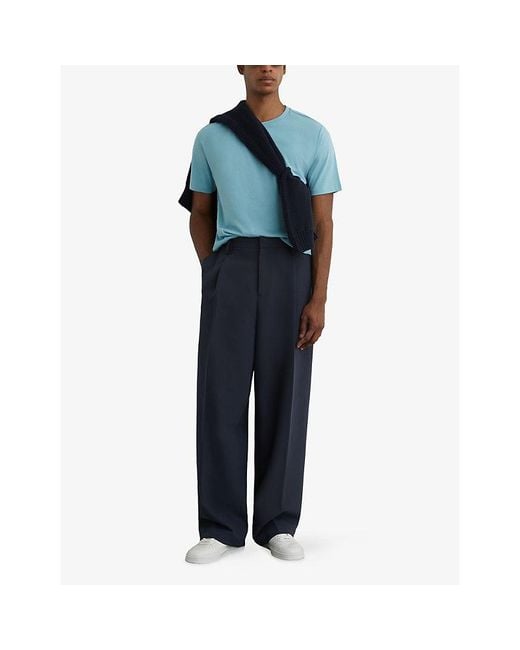 Reiss Blue Bless Crewneck Cotton-Jersey T-Shirt for men