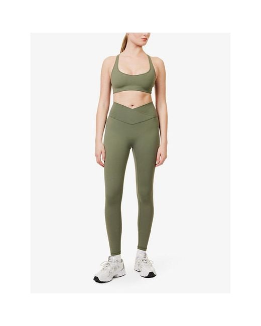 ADANOLA Green Ultimate Wrap-over High-rise Stretch-woven leggings