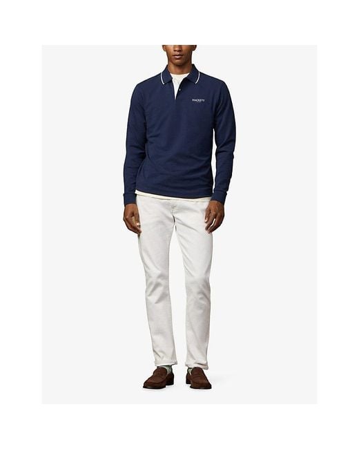 Hackett Blue Heritage Branded Classic-Fit Cotton-Jersey Polo Sweatshirt Xxxl for men