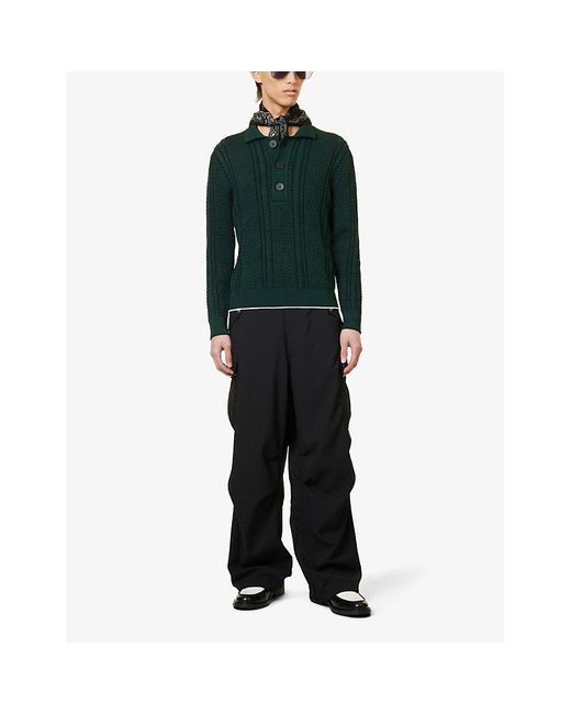Rhude Blue Seer Relaxed-fit Wide-leg Woven Trousers for men