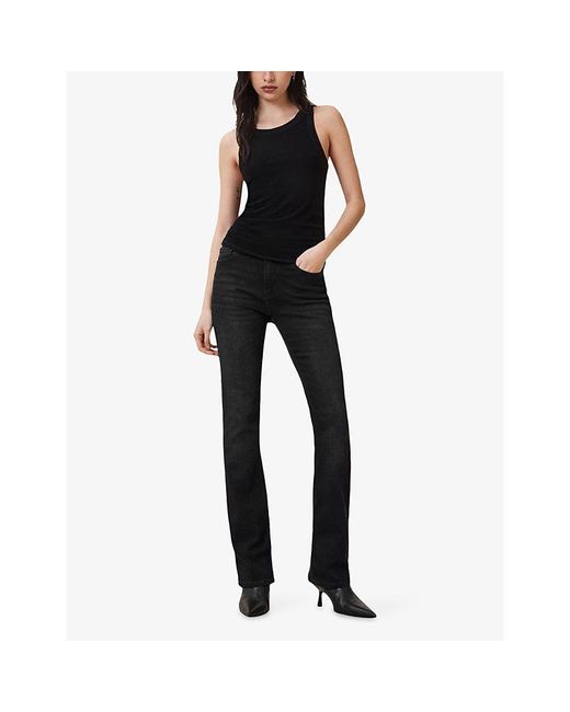 AllSaints Black Rina Round-Neck Sleeveless Stretch-Woven Tank