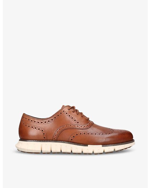 Cole Haan Brown Zerøgrand Wingtip Leather Oxford Shoes for men