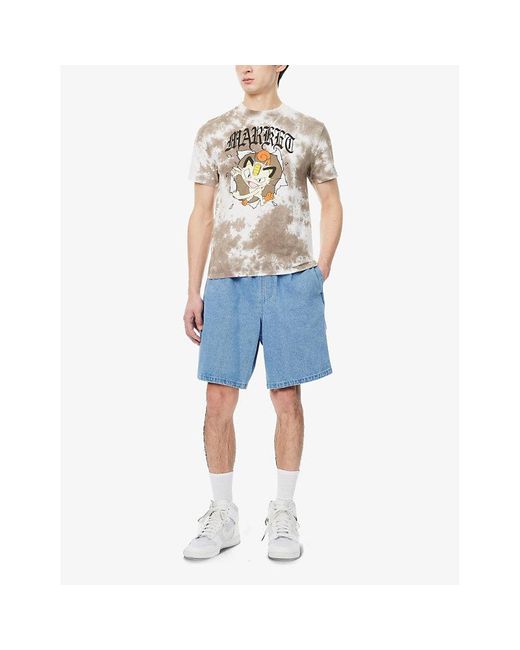 Market Metallic X Pokémon Meowth Graphic-print Cotton-jersey T-shirt for men