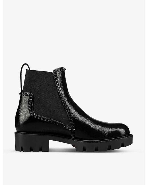 Christian Louboutin Out Lina Spike Lug Boot in Black | Lyst