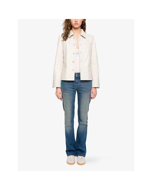 Zadig & Voltaire White Liamys Branded Leather Jacket
