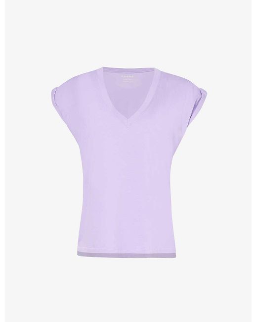 FRAME Purple Easy V-neck Cotton-jersey T-shirt