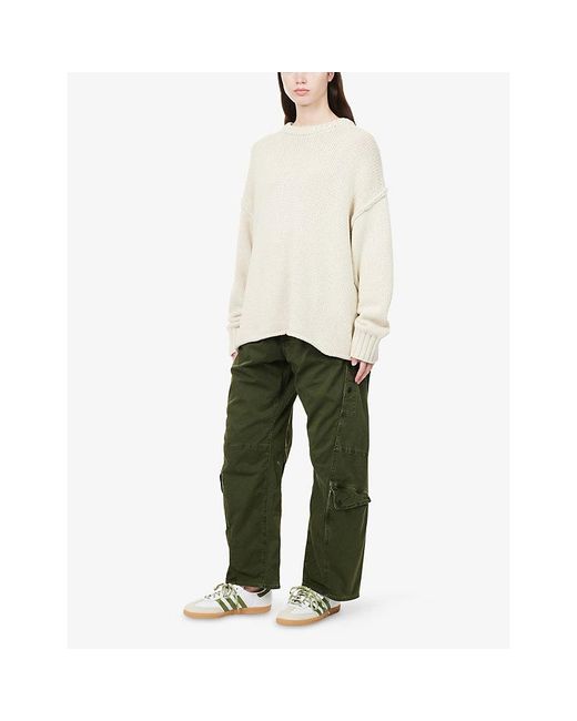 Citizens of Humanity Green Flight Barrel-Leg Stretch-Cotton Trousers