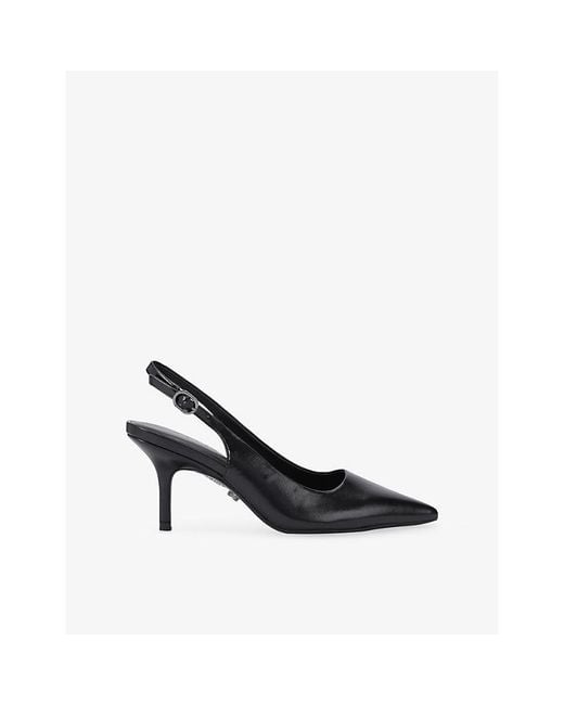 Carvela Kurt Geiger Black Spirit Heeled Leather Slingback Courts