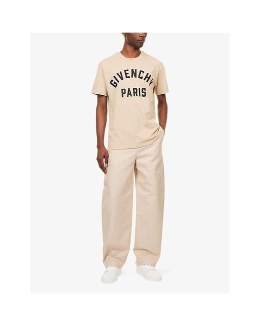 Givenchy Natural Appliqué Logo-Text Cotton T-Shirt for men