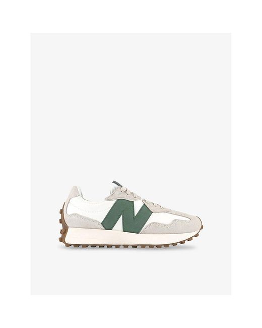 New Balance White 327 Suede And Leather Low-Top Trainers