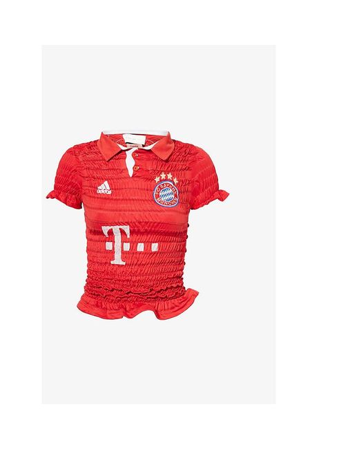 Conner Ives The Reconstituted Football Shirred Long-Sleeves Woven Top