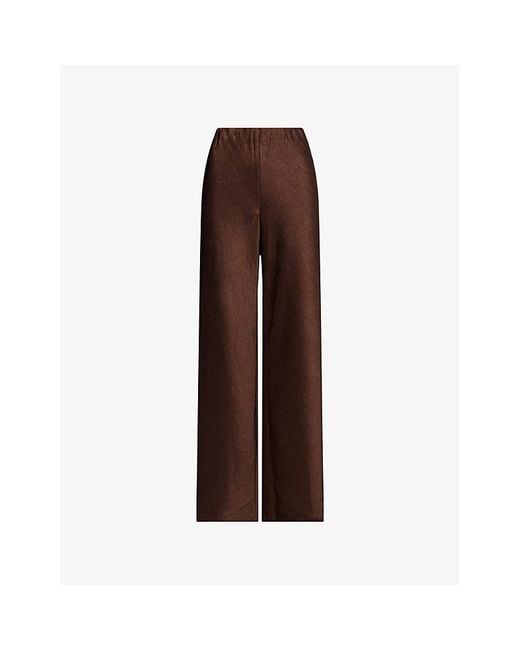 Vince Brown High-Rise Wide-Leg Woven Trousers