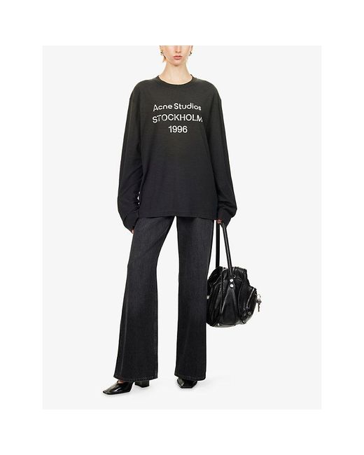 Acne Black 1996 Logo-Print Cotton-Blend T-Shirts