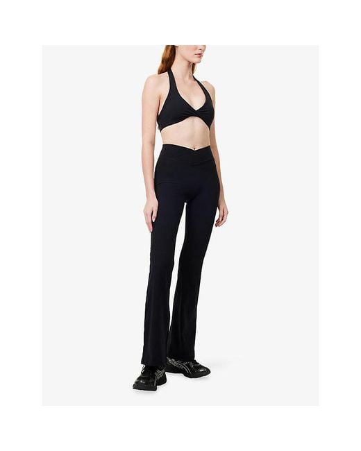 BO+TEE Black Soft Active V-Waist Flared Leggings